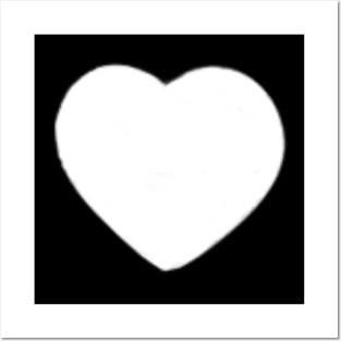 white simple heart Posters and Art